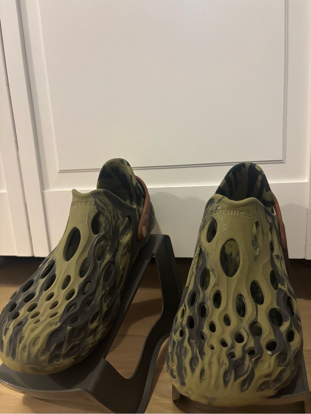 Merrell Olive Green and Black Foam Slip-On Clogs